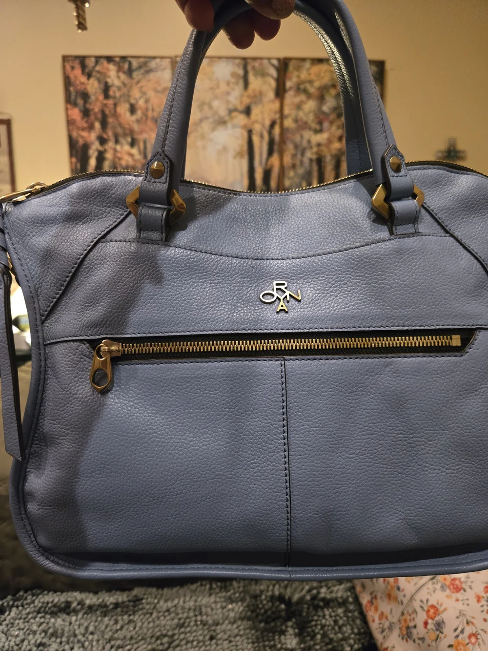 OryAny🪻Beautiful Women's Leather Satchel Handbag in Periwinkle Blue. EUC🪻